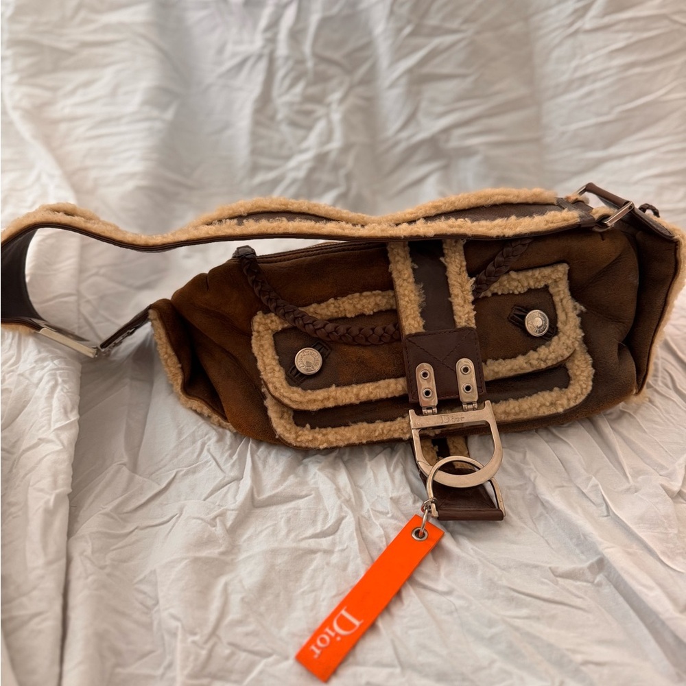 Dior Tan and Cream Belt Bag with Metal Detail